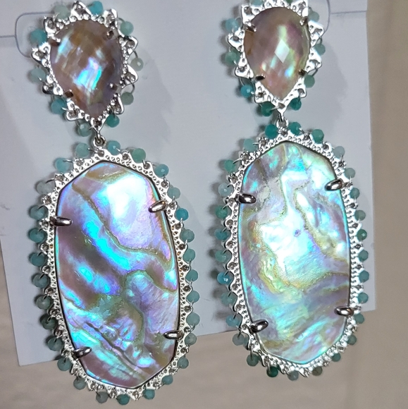 NWT KENDRA SCOTT IRIDESCENT EARRINGS SILVER - Picture 5 of 8